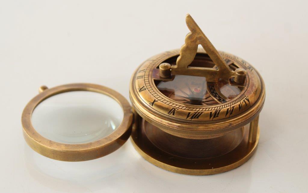Brass Compass Magnifying Glass & Sundial